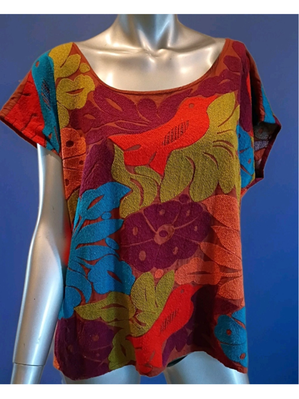 SISTER MARY-Alma-Artisan Embroidery Covered-Birds Floral-Deep Colors-Boho-Sz Sm